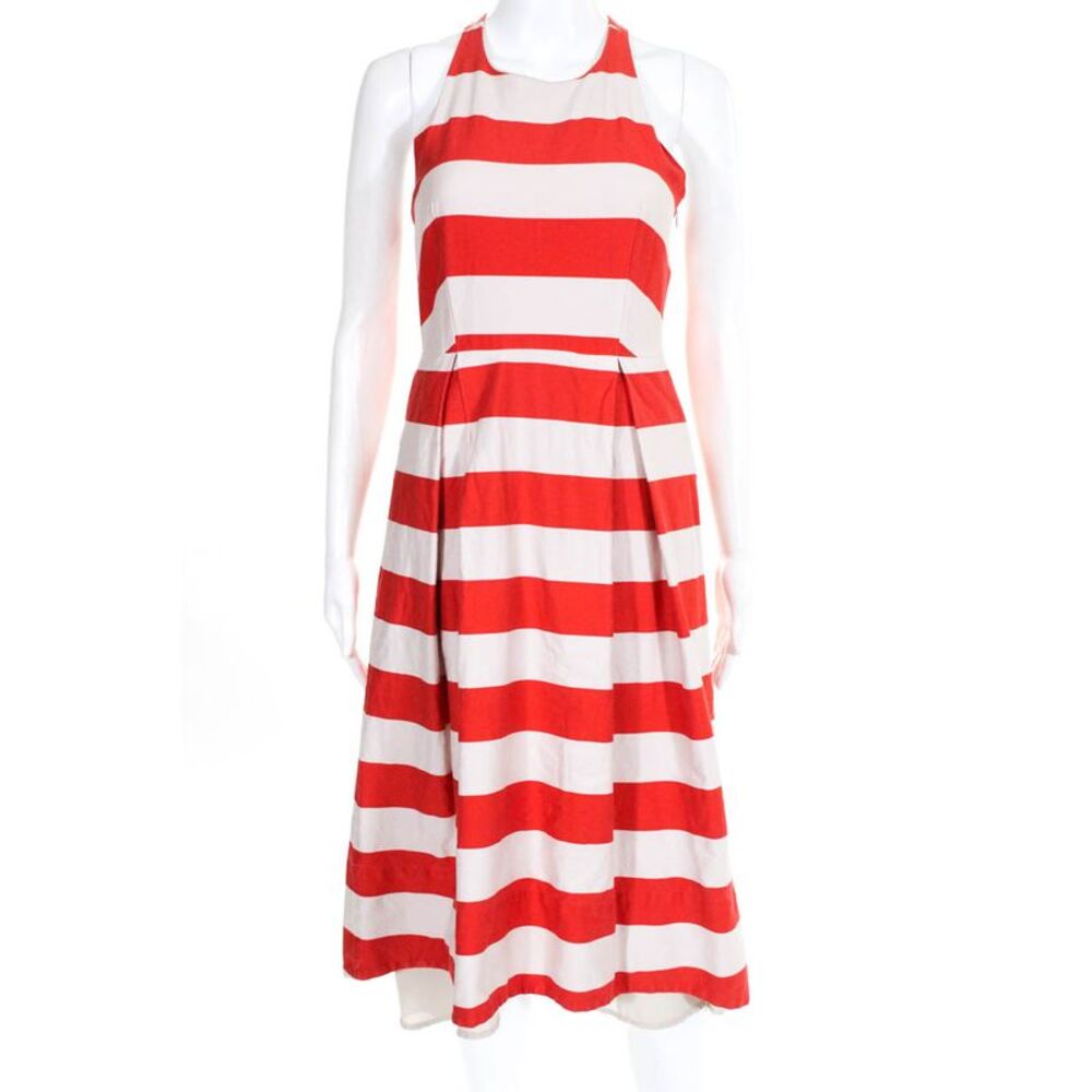 Paper Crown Womens Gobi High Low Stripe Dress Orange Pink Size 4 10656023